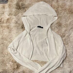 White Cropped Hoodie